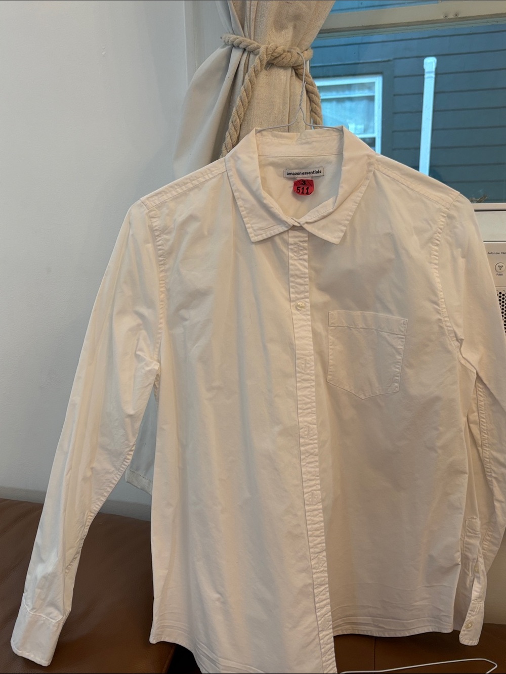 Amazon Essentials White Long-Sleeve Button-Down Shirt